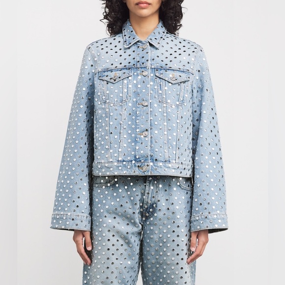 7 FOR ALL MANKIND Denim Studded Trucker Jacket size small $698 NWT - Picture 4 of 8